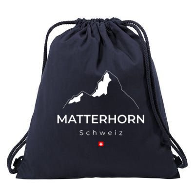 Matterhorn Switzerland Mountains Rockclimbing Hiking Drawstring Bag