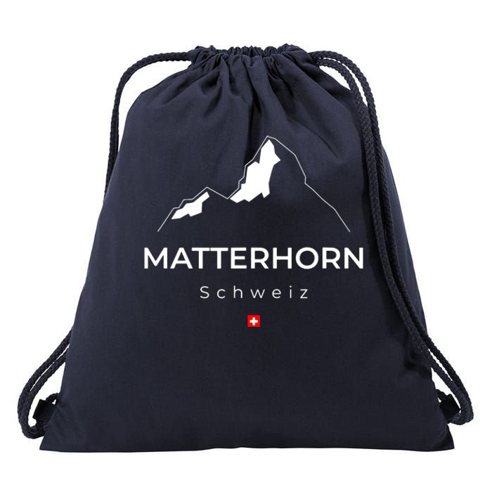 Matterhorn Switzerland Mountains Rockclimbing Hiking Drawstring Bag