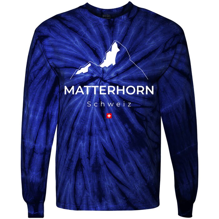 Matterhorn Switzerland Mountains Rockclimbing Hiking Tie-Dye Long Sleeve Shirt