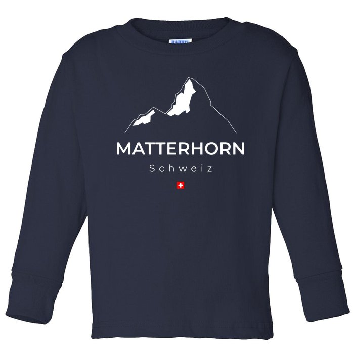 Matterhorn Switzerland Mountains Rockclimbing Hiking Toddler Long Sleeve Shirt