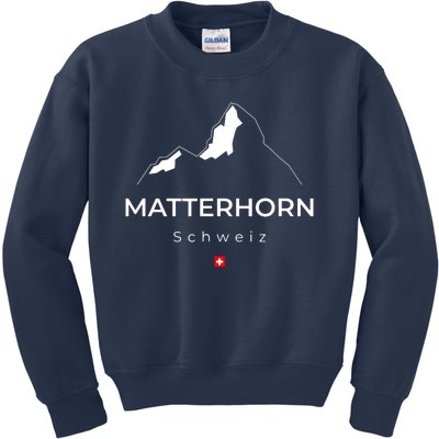 Matterhorn Switzerland Mountains Rockclimbing Hiking Kids Sweatshirt