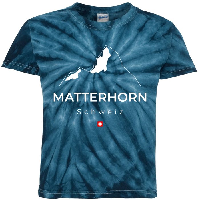 Matterhorn Switzerland Mountains Rockclimbing Hiking Kids Tie-Dye T-Shirt