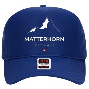 Matterhorn Switzerland Mountains Rockclimbing Hiking High Crown Mesh Back Trucker Hat