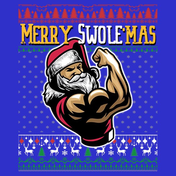 Merry Swole Mas Funny Christmas Gym And Work Out Santa Flexing Gift 16 in Basic Backpack