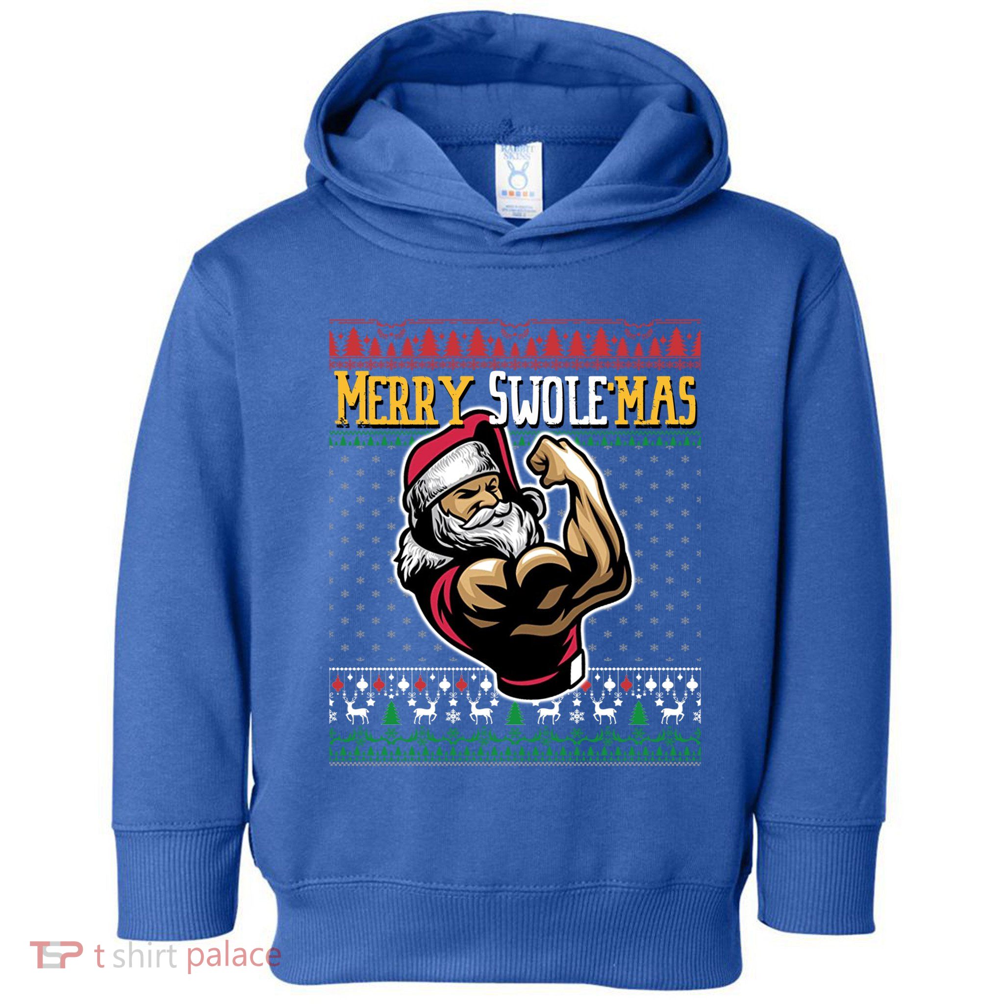 Merry Swole Mas Funny Christmas Gym And Work Out Santa Flexing Gift Toddler Hoodie