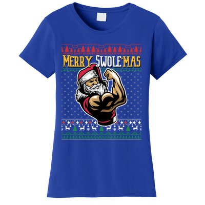 Merry Swole Mas Funny Christmas Gym And Work Out Santa Flexing Gift Women's T-Shirt