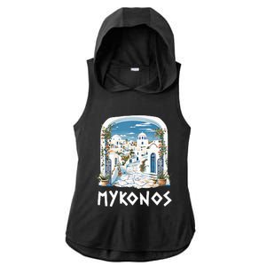 Mykonos Souvenir / Mykonos Greece / Mykonos Ladies PosiCharge Tri-Blend Wicking Draft Hoodie Tank