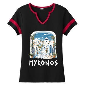 Mykonos Souvenir / Mykonos Greece / Mykonos Ladies Halftime Notch Neck Tee