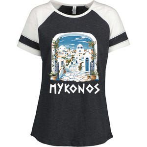 Mykonos Souvenir / Mykonos Greece / Mykonos Enza Ladies Jersey Colorblock Tee