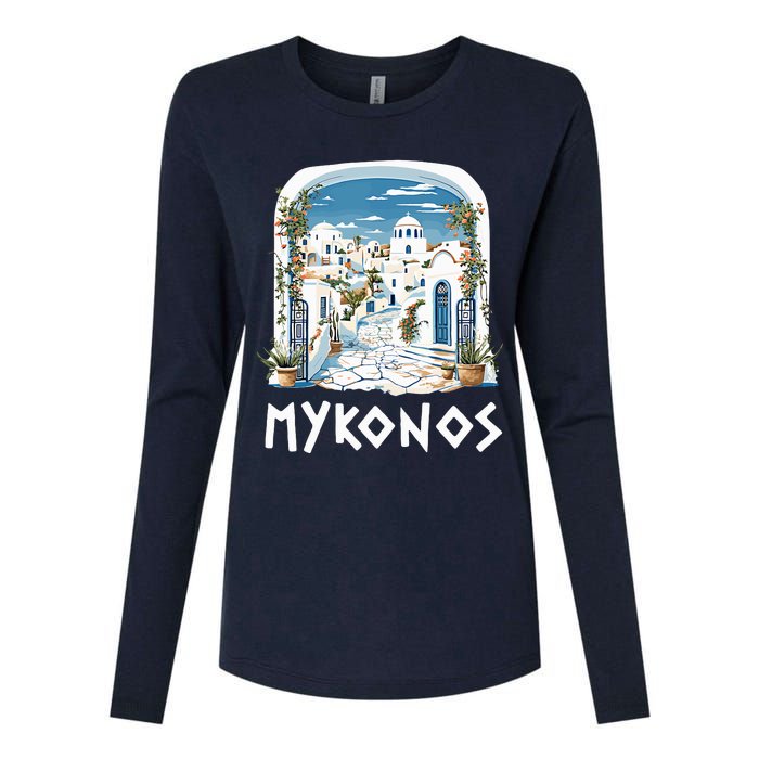 Mykonos Souvenir / Mykonos Greece / Mykonos Womens Cotton Relaxed Long Sleeve T-Shirt