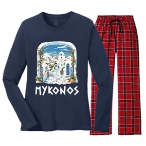 Mykonos Souvenir / Mykonos Greece / Mykonos Women's Long Sleeve Flannel Pajama Set 