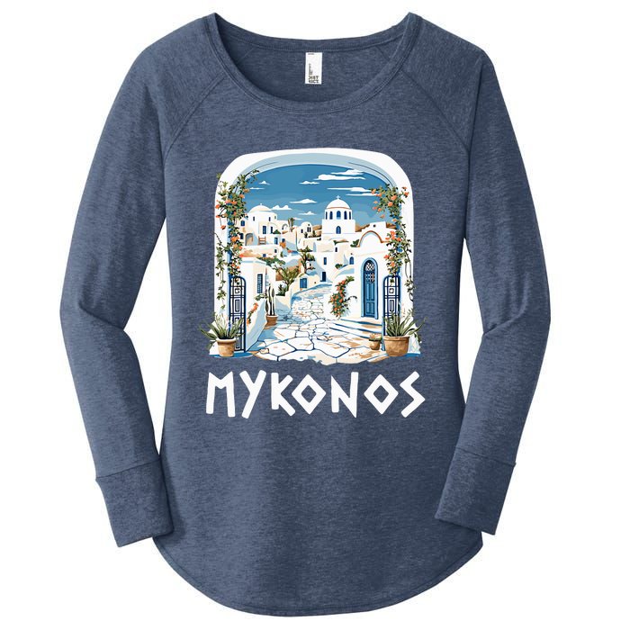 Mykonos Souvenir / Mykonos Greece / Mykonos Women's Perfect Tri Tunic Long Sleeve Shirt