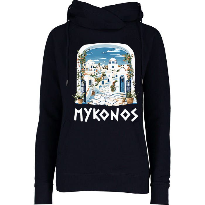 Mykonos Souvenir / Mykonos Greece / Mykonos Womens Funnel Neck Pullover Hood