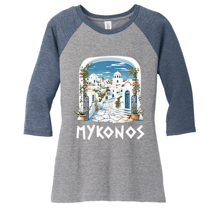 Mykonos Souvenir / Mykonos Greece / Mykonos Women's Tri-Blend 3/4-Sleeve Raglan Shirt