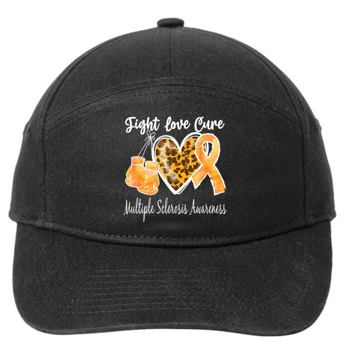 Multiple Sclerosis Ms Fight Love Cure Gift 7-Panel Snapback Hat