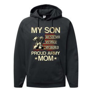 My Son My Soldier My Pride My Hero Proud Mom Performance Fleece Hoodie