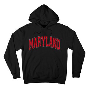 Maryland State Md Red Text Hoodie