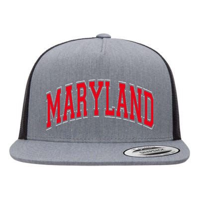 Maryland State Md Red Text Flat Bill Trucker Hat