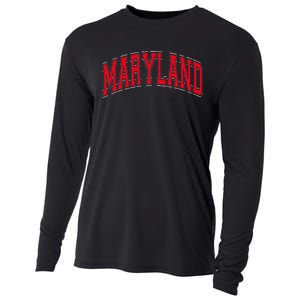 Maryland State Md Red Text Cooling Performance Long Sleeve Crew