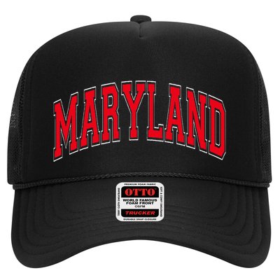 Maryland State Md Red Text Trucker Hat