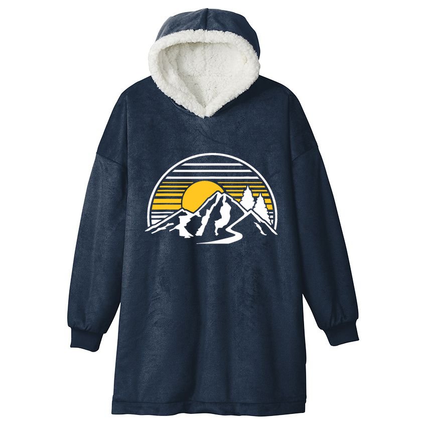 Mountains Sun Hooded Wearable Blanket