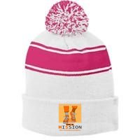 Multiple Sclerosis Ms Awareness Walk On Mission Stripe Pom Pom Beanie