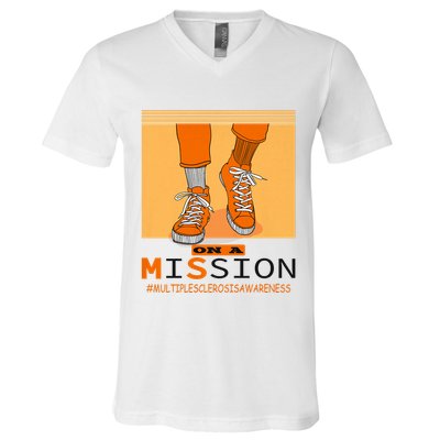 Multiple Sclerosis Ms Awareness Walk On Mission V-Neck T-Shirt