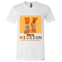 Multiple Sclerosis Ms Awareness Walk On Mission V-Neck T-Shirt