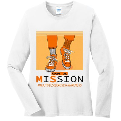 Multiple Sclerosis Ms Awareness Walk On Mission Ladies Long Sleeve Shirt