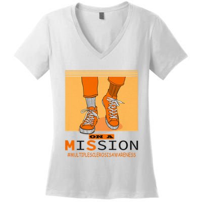 Multiple Sclerosis Ms Awareness Walk On Mission Women's V-Neck T-Shirt