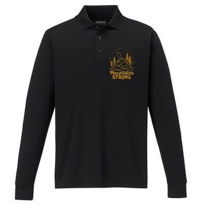 Mountains Strong Performance Long Sleeve Polo