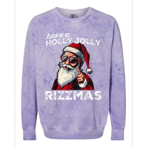 Mewing Santa Mew Funny Santa Meme Rizz Riz Zmas Christmas Colorblast Crewneck Sweatshirt