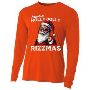 Mewing Santa Mew Funny Santa Meme Rizz Riz Zmas Christmas Cooling Performance Long Sleeve Crew