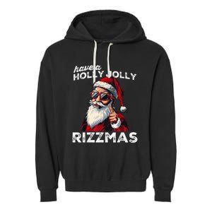 Mewing Santa Mew Funny Santa Meme Rizz Riz Zmas Christmas Garment-Dyed Fleece Hoodie