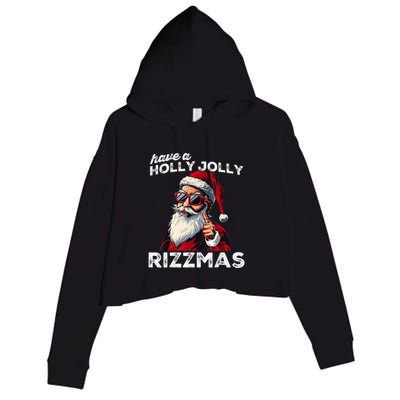 Mewing Santa Mew Funny Santa Meme Rizz Riz Zmas Christmas Crop Fleece Hoodie