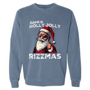 Mewing Santa Mew Funny Santa Meme Rizz Riz Zmas Christmas Garment-Dyed Sweatshirt