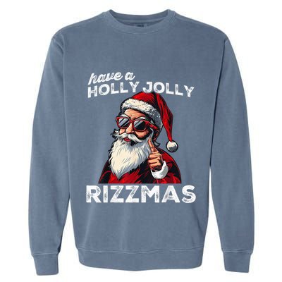 Mewing Santa Mew Funny Santa Meme Rizz Riz Zmas Christmas Garment-Dyed Sweatshirt