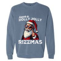 Mewing Santa Mew Funny Santa Meme Rizz Riz Zmas Christmas Garment-Dyed Sweatshirt