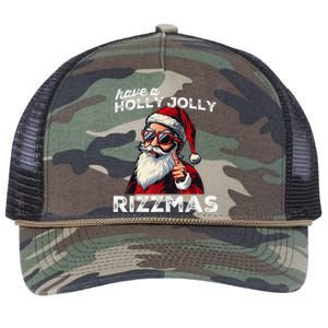 Mewing Santa Mew Funny Santa Meme Rizz Riz Zmas Christmas Retro Rope Trucker Hat Cap