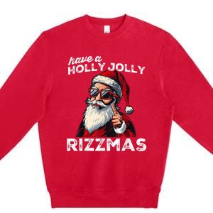 Mewing Santa Mew Funny Santa Meme Rizz Riz Zmas Christmas Premium Crewneck Sweatshirt