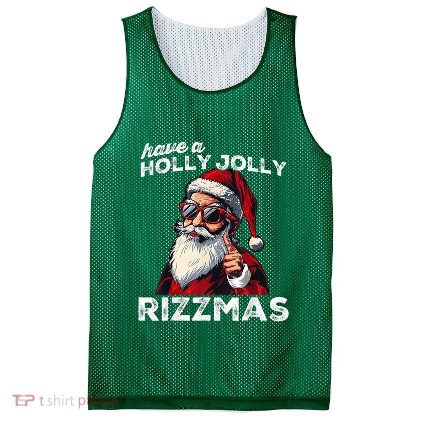 Mewing Santa Mew Funny Santa Meme Rizz Riz Zmas Christmas Mesh Reversible Basketball Jersey Tank