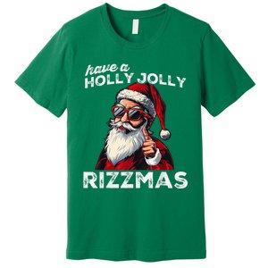 Mewing Santa Mew Funny Santa Meme Rizz Riz Zmas Christmas Premium T-Shirt