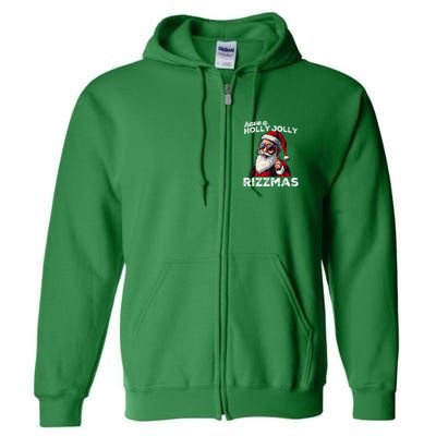Mewing Santa Mew Funny Santa Meme Rizz Riz Zmas Christmas Full Zip Hoodie