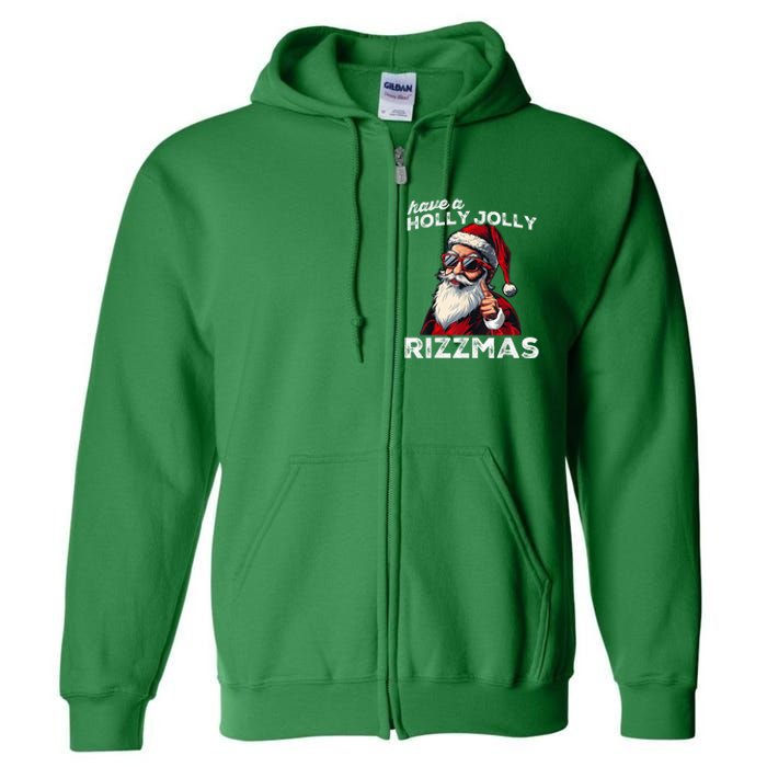 Mewing Santa Mew Funny Santa Meme Rizz Riz Zmas Christmas Full Zip Hoodie