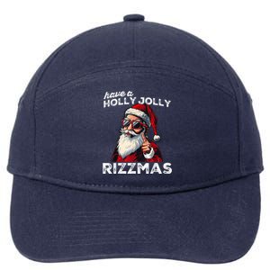 Mewing Santa Mew Funny Santa Meme Rizz Riz Zmas Christmas 7-Panel Snapback Hat