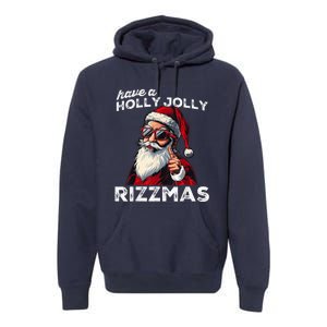 Mewing Santa Mew Funny Santa Meme Rizz Riz Zmas Christmas Premium Hoodie