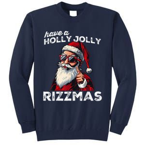 Mewing Santa Mew Funny Santa Meme Rizz Riz Zmas Christmas Tall Sweatshirt