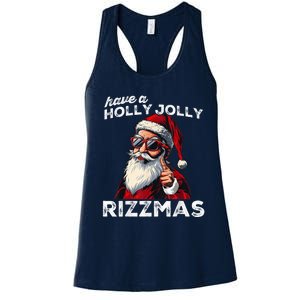 Mewing Santa Mew Funny Santa Meme Rizz Riz Zmas Christmas Women's Racerback Tank