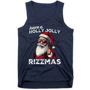 Mewing Santa Mew Funny Santa Meme Rizz Riz Zmas Christmas Tank Top