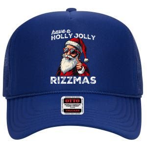 Mewing Santa Mew Funny Santa Meme Rizz Riz Zmas Christmas High Crown Mesh Back Trucker Hat